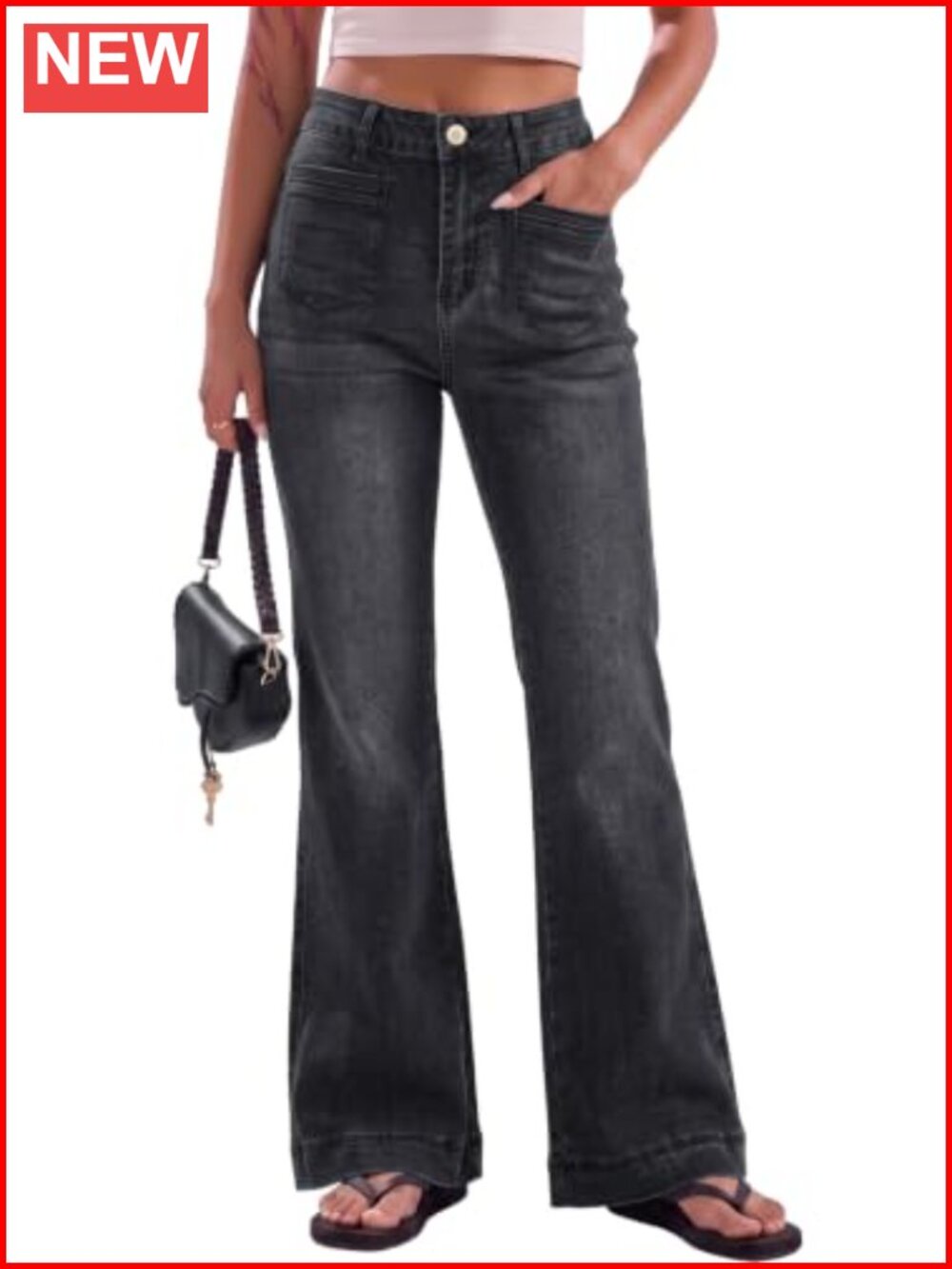 High Waisted Flare Boot Cut Wide Leg Jeans Relaxed Fit Denim Pants